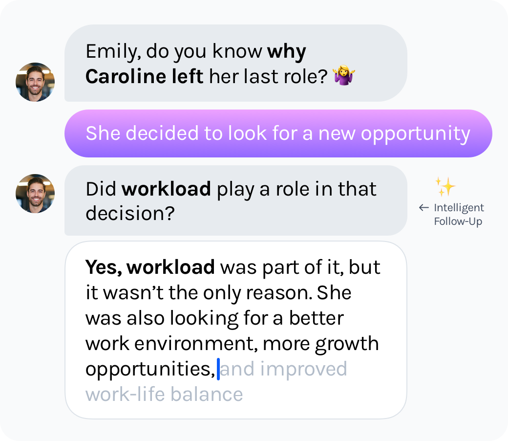 Reference check in a chat format