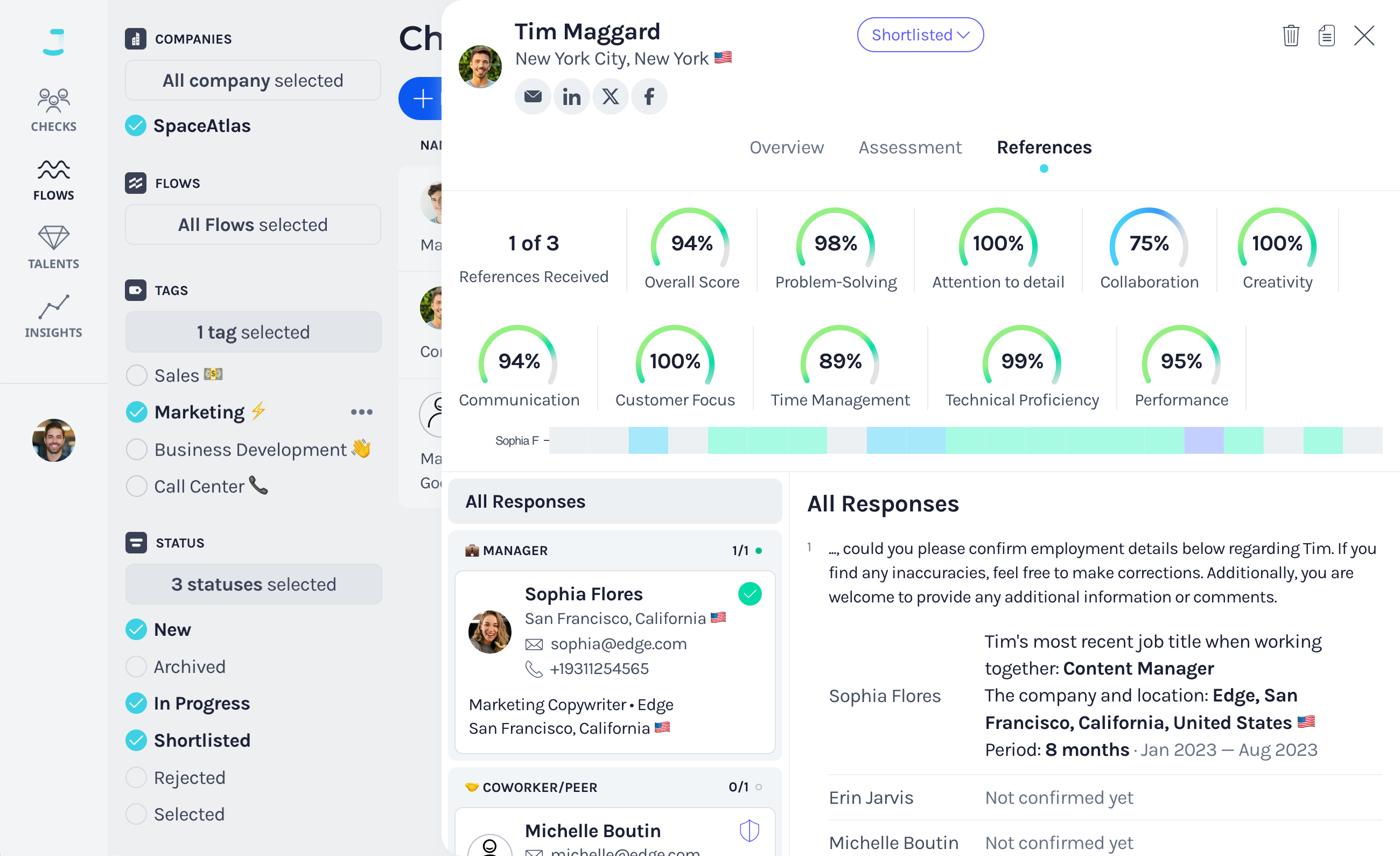 Online reference checking platform